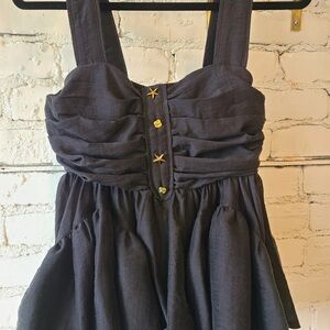 Ciebon Black Shirred Top